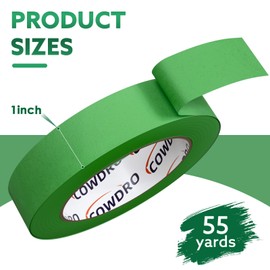 Cowdro 5 Rolls Green Masking Tape 1 Inch Wide, High Adhesive Painter's Tapes for Rough Surface, Clean Removal in 7 Days, Indoor and Outdoor, 1 Inch × 55 Yards