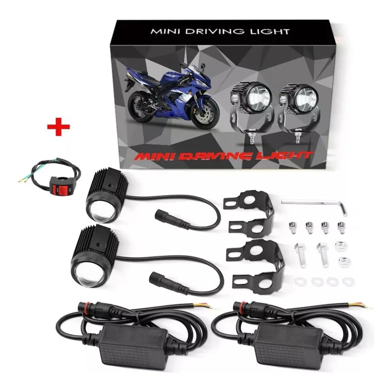 Par De Faros Auxiliares Moto 60w Led Amarillo Y Blanco