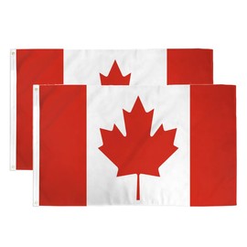CLEARNEXT 100% Polyester Canadian Flag 3x5 Foot Silk Printed Bright And Vivid Colors Brass Grommets Double Stitching Pack of 1 Canada Flag