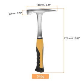HARFINGTON Rock Hammer 19oz 11inch Pointed Tip Anti-Slip Shock-Proof Handle Geology Hammer Brick Rock Pick Masonry Hammers for Geological Study Exploration Mining Masonry, Yellow Black