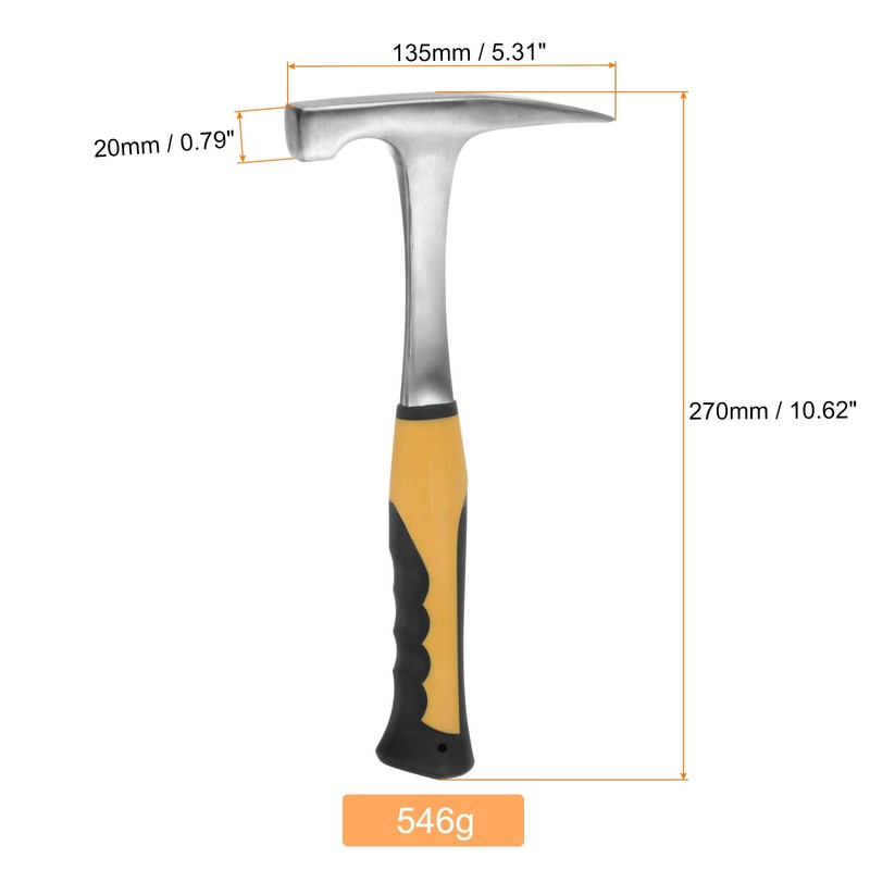 HARFINGTON Rock Hammer 19oz 11inch Pointed Tip Anti-Slip Shock-Proof Handle
