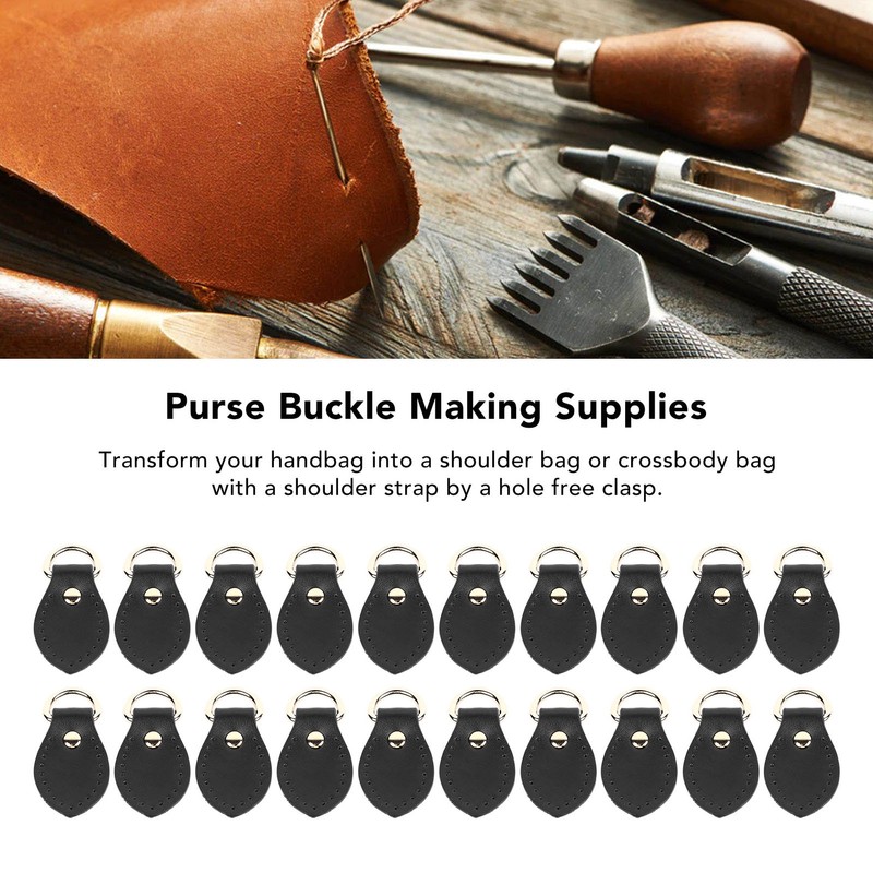 20 Sets Leather D Rings for Purse Genuine Leather D