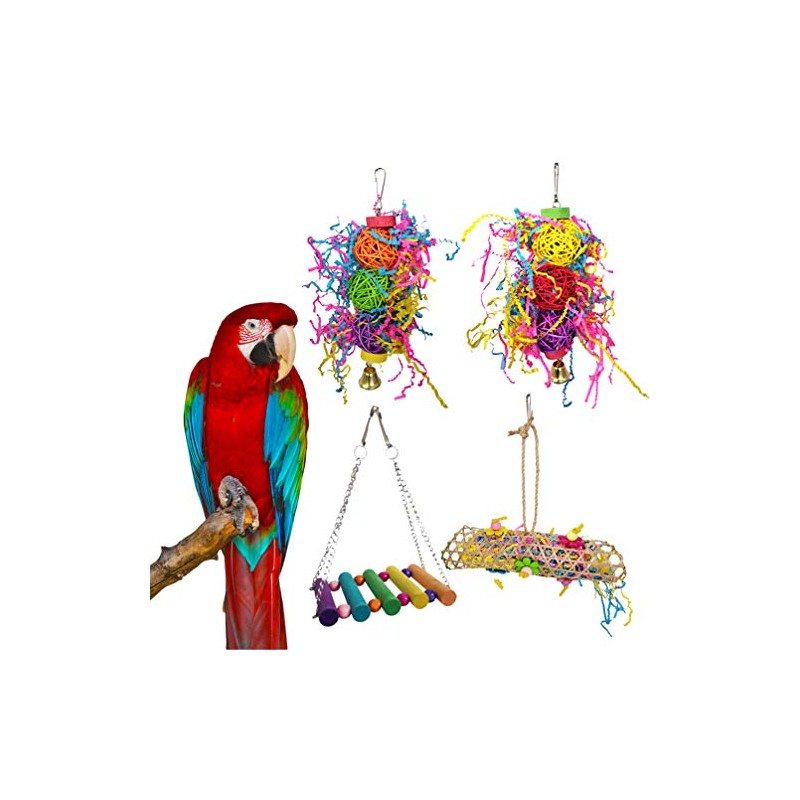 Balacoo 4piezas Juguete Colgante para Pájaros De De Ratán Juguete
