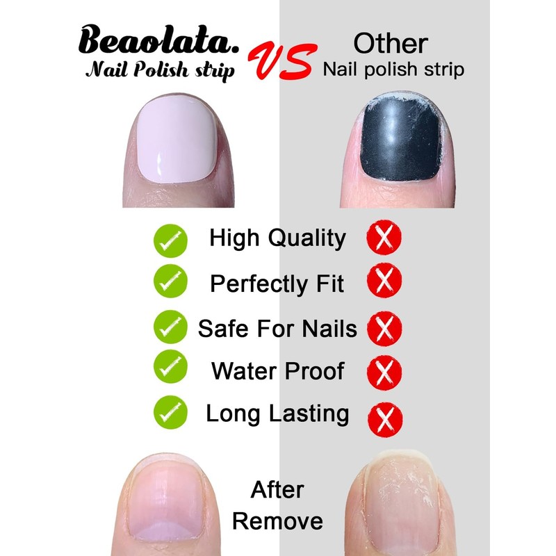 Beaolata Nail Polish Strips, 32PCS Salon Quality Wraps, Long Lasting