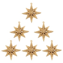 Cabilock 6pcs Plastic Golden Star Ornament, Christmas Tree Decoration 3D Gold Star for Holiday Christmas Party Decoration