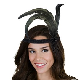 Feather Headband 1920s Headpiece Blue Crystal Diamond Hair Hoop Headdress Vintage Hairband Carnival Party Costume Party Hair Accessories for Women