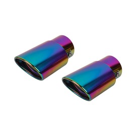 idain 2PCS Stainless Steel Car Exhaust Tail Muffler Tip Pipes Universal Fit Pipe Diameter 1.5 inch to 2.25 inch (Neon,Straight)