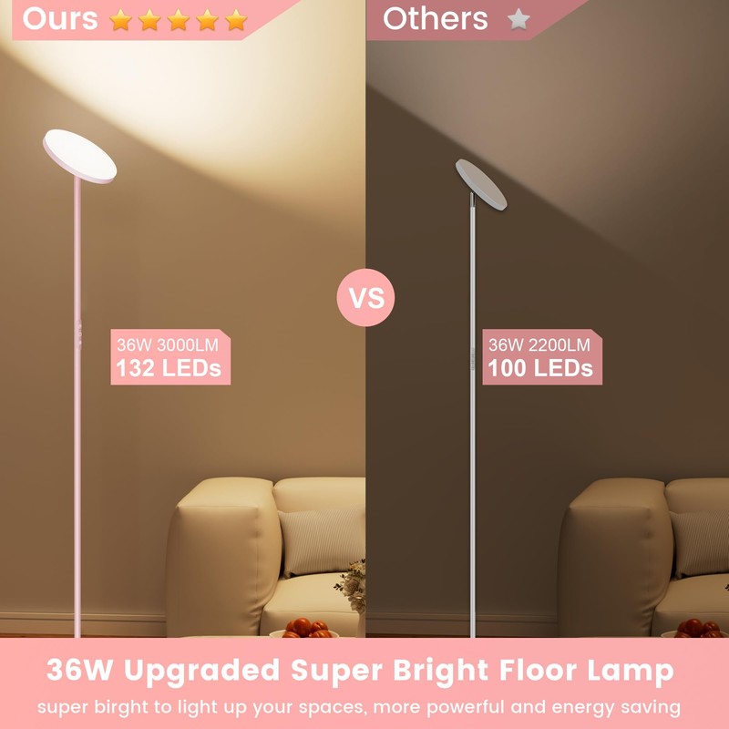 Aovpex Torchiere Floor Lamps, Super Bright Floor Lamps, Dimmable 2700K-6500K
