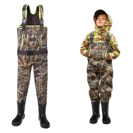 HISEA Kids Chest Waders for Toddler & Children Neoprene Youth Duck Hunting Waders for Kids Boys Girls with Insulated Boots
