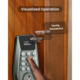 DESLOC C100 Keyless Entry Door Lock with Display, Keypad Deadbolt with Screen, Auto Lock, 100 PIN Codes, Passage Mode, IP54 Waterproof, 12 Months Battery, BHMA Grade 3-Nickel