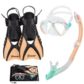 Seavenger Hanalei Anti-Fog 4-Piece Snorkeling Set (Mint Cream, Small)
