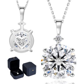 KRKC Moissanite Necklace for Women: Birthday Gift for Women, S925 Sterling Silver, Single Diamond 0.5/1.0/2.0/3.0/4.0ct, Artificial Diamond, 4-Prong Setting, Hypoallergenic, White Gold Plated, Simple