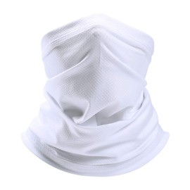 SAITAG Sun Dust Protection Neck Gaiter Breathable Elastic Face Scarf Mask for Hot Summer Cycling Hiking Fishing White