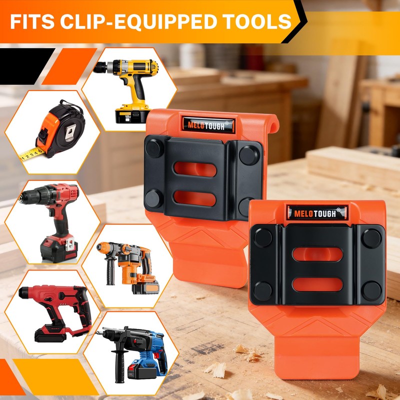 MELOTOUGH Drill Holder for Tool Belt – Orange ABS Holster,
