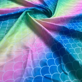 Unbranded Rainbow Scales Print Nylon Spandex Fabric 4 Way Stretch By Yard