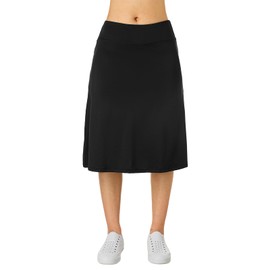 Women Midi Knee Length Skorts Skirts with Zipper Pockets,26" Knee Length Skorts for Women Swim Skorts(Black XL)