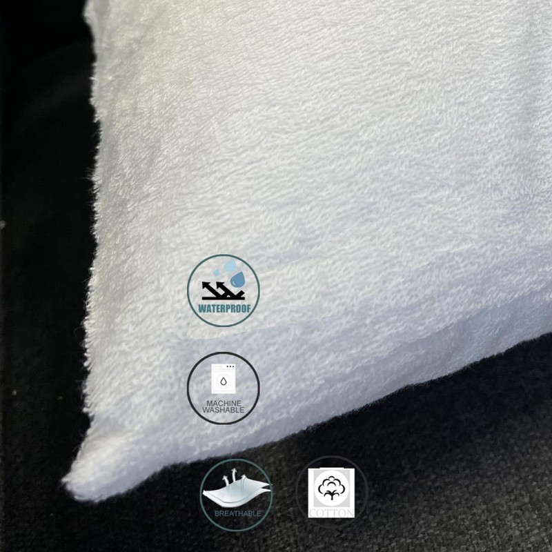 Set of 2 Luxton Waterproof Pillow Protector, Terry Cotton Toweling