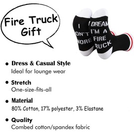 TSOTMO Fire Truck Socks Fire Truck Gift Firefighter Gift Firetruck Driver Socks I DREAM I’M A FIRE TRUCK Socks For Fireman (FIRE TRUCK)