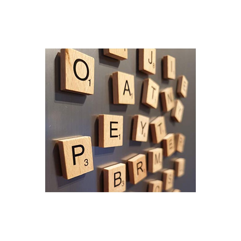 40 Handmade Wooden Alphabet Letter Fridge Magnets - Strong Magnets