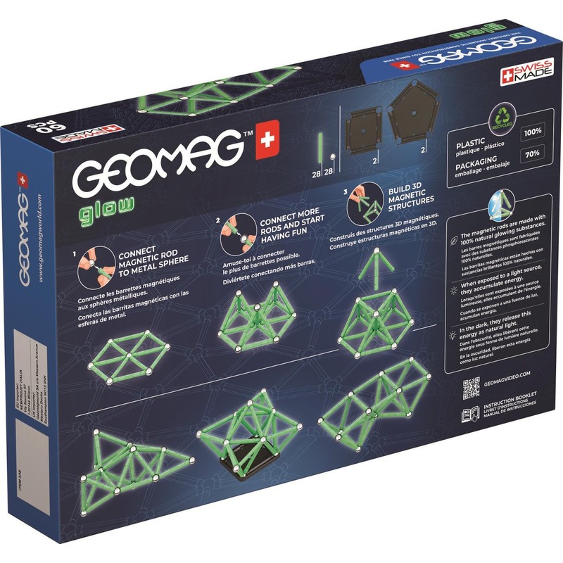 Geomag, Glow Recycled Magnetic Constructions with Glow Effect, Magnetic Sticks