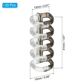PATIKIL 5-Ring Binding Rings, 1.61"x 0.59"20 Pack Plastic Round Loose-Leaf Rings Comb Folio Binder for Notebook Album and Office Supplies, Black White