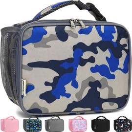 GYEUKHAM - Lonchera aislada para la escuela, térmica, reutilizable, duradera, congelable, para niños, niñas, hombres, mujeres, pequeño y suave, portátil, para el trabajo, picnic, viajes, camuflaje