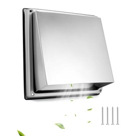 QWORK® Ventilation Grille 125 mm Made of 304 Stainless Steel - Weather Protection Grille with Backflow Flap - Wall and Ceiling Mounting