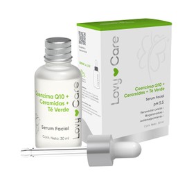 Lovy Care Serum Facial Coenzima Q10  Ceramidas  TE VERDE Biogeneradora, Renovacion celular  pH 5.5 piel Sana