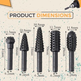 KOLIBROX 1/4'' DIY Drill Bit Set - Precise Carpentry Tools for Woodworking, Ergonomic Design & Chrome Vanadium, Anti-Slip Comfort & Versatile - Wood Carving Tools for Building/Engineering | 5-PCS/Set