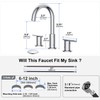 Bathroom Faucets for 3 Hole Sinks, Hurran 8 Inch Chrome
