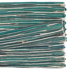 SARO LIFESTYLE Kendari Collection Water Hyacinth Table Runner, 14" x 120", Turquoise