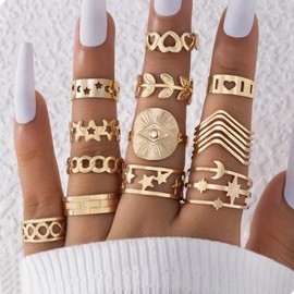 Chunky Rings for Women Gold Stackable Rings for Women Statement Ring Gothic Vintage Trendy Jewelry Gifts 2025