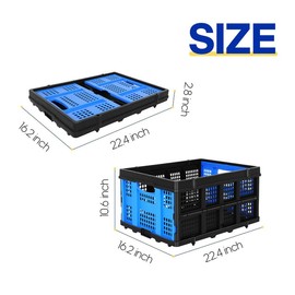 Two Layers Folding Shopping Cart | Multi Use Functional Collapsible Carts | Shopping Trolley with Wheels | Shopping Cart with Storage Crate | Utility Cart for Groceries, Warehouse,Supermarket.Blue - size: 60L Portable Collapsible Storage Crate (blue)