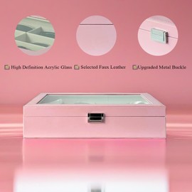 UnionPlus 8-Slots Sunglasses Case Organizer, Eyeglass Glasses Display Holder Collector, Multiple Sunglasses Storage Case, Pink