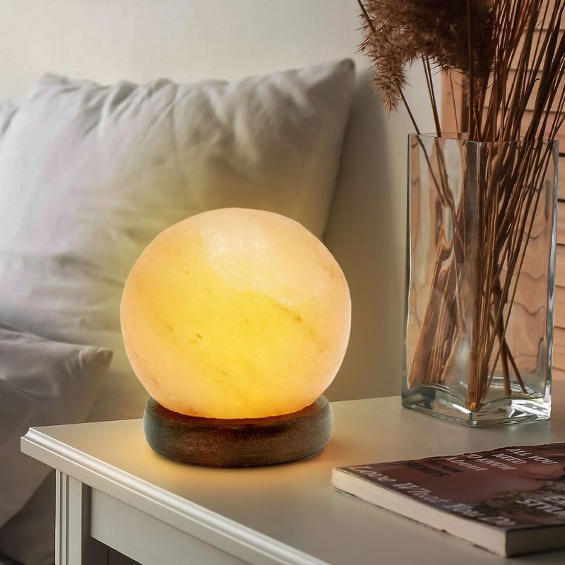 Table Lamp Salt Crystal Salt Crystal Lamp Wooden Base Table