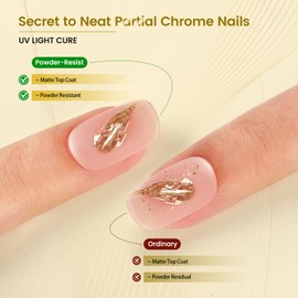 JODSONE Matte Gel Top Coat - 16.5ml Powder-Resistant No Wipe Gel Top Coat for Chrome Powder Nail Art, Smooth Matte Finish, U V Curing Required