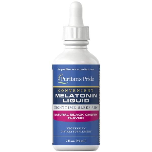 Puritan's Pride Sublingual Melatonin Natural Black Cherry Flavor 1 mg-2 oz Liquid