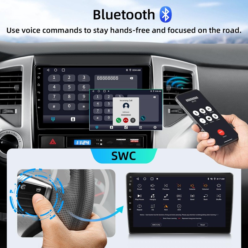 Car Radio Stereo for Toyota Tacoma 2005-2015 with CarPlay Backup