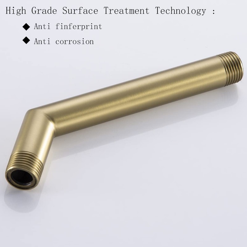 SEABEFORE 6" shower arm Gold shower head extension with matching