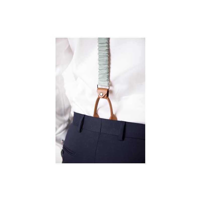 LINILI Leinen Hosentr√§ger mit Leder f√ºr Herren, Y-Form und 3cm