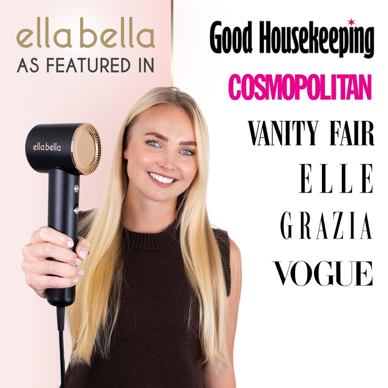 ELLA BELLA® Compact Plasma Hair Dryer, Advanced Plasma Technology Blow