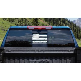 Oracal Compatible With 2023 CHEVY American Flag Distress Vinyl Decal Rear Slider Glass