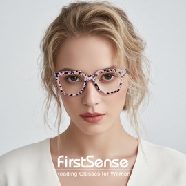 firstsense Gafas de lectura para mujer y hombre con bisagra de resorte, antifatiga visual y protección UV, color mármol rosa ruborizado, 1.5
