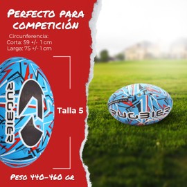 RUGBIER Professional Rugby Ball T5 Match - High End - Competition & Training - Men's Categories and Senior Teams - Thunder Blue