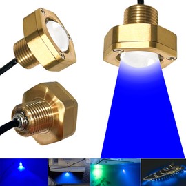 Kingshowstar 2Pcs Standard 1/2in NPT Boat Drain Plug Light Underwater Boat LED Light,Boat Trailer Light with APP RF Remote Control for Fishing Swimming Divinng,Smart Cooling System,40W,4100LM(Blue)