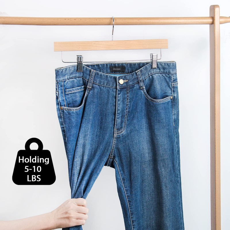 Nature Smile Solid Lotus Wood Deluxe Wooden Pants Hangers Bottom