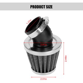 Zpana 35mm Go Kart Bent Rubber Tube Air Filter Cleaner, Elbow Conical Air Filter Cleaner, Motorcycle Carburetor Replacement Breather, Fit for 50cc 70cc 110cc 125cc ATV Dirt Bike Scooter