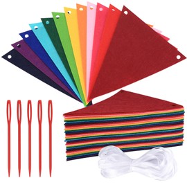 lzijun Pack of 60 Felt Bunting Garlands, Colourful Party Bunting Garland, Bunting Chains Banner, Triangle Flags for Birthday Party, Bedroom, Classroom Decoration