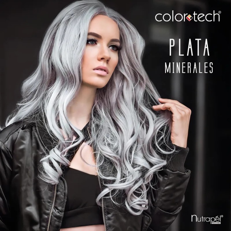 Tinte Permanente Profesional Colortech Nutrapel Tono Minerales - Plata