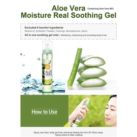 NEWTOKI (2pcs) ALOE Vera Moisture Real Soothng Gel Mist 125ml MADE IN KOREA with Oil blotting Papers